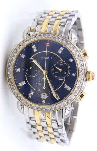 Michele Sidney Chronograph Blue Dial Quartz Watch