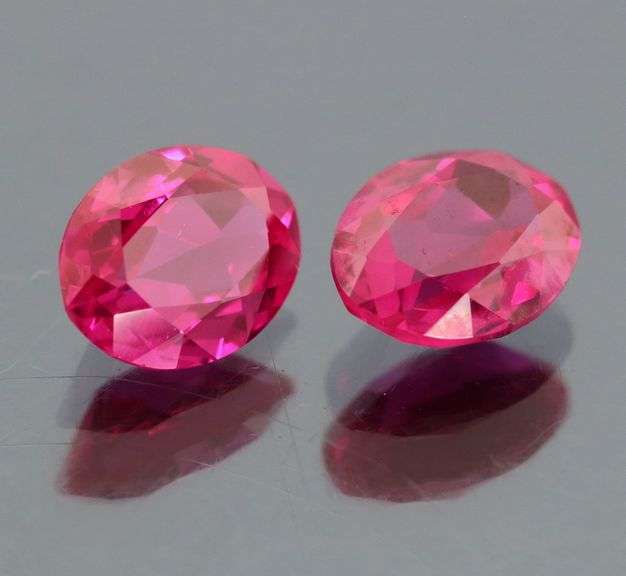 Fantastic 4.18ct cherry red created Ruby pair