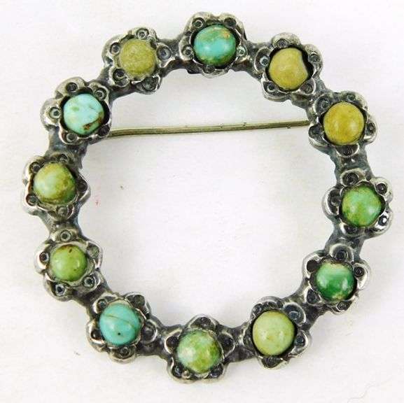 Vintage Sterling Turquoise Pin