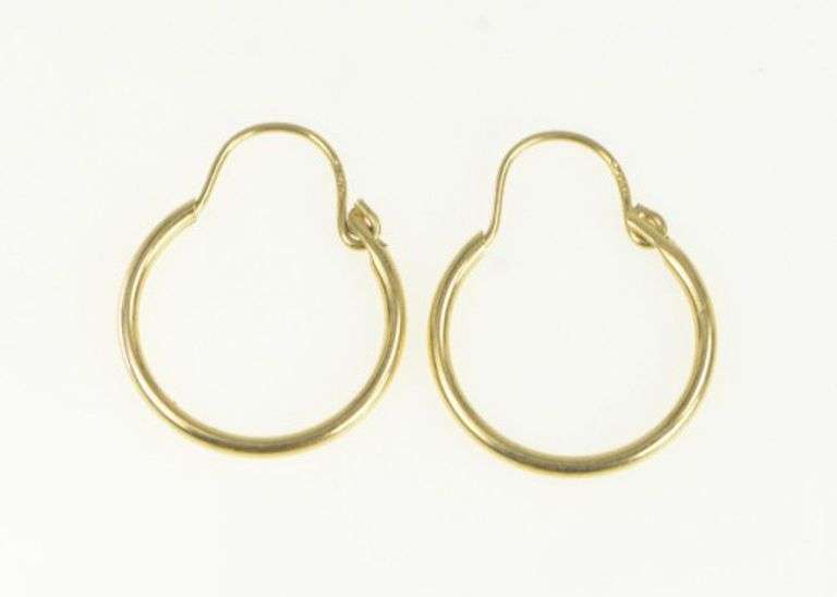 14K Yellow Gold 15.6mm Round Classic Simple Hoop Earrings