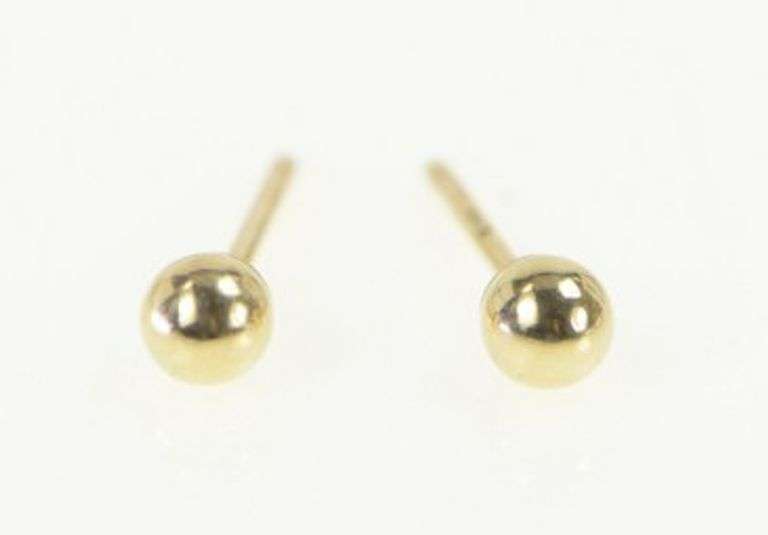 10K Yellow Gold 3.1mm Vintage Simple Classic Ball Stud Earrings
