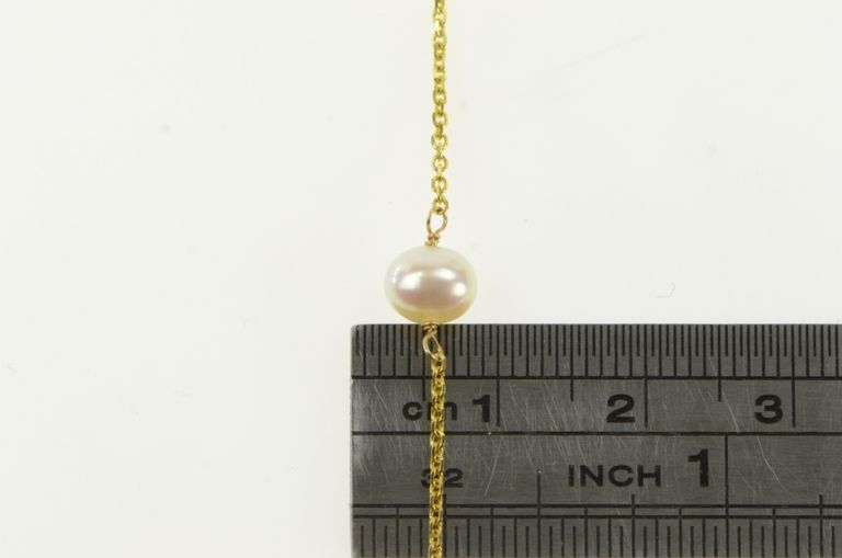 14K Yellow Gold 5.5mm Cultured Freshwater Pearl Chain Necklace