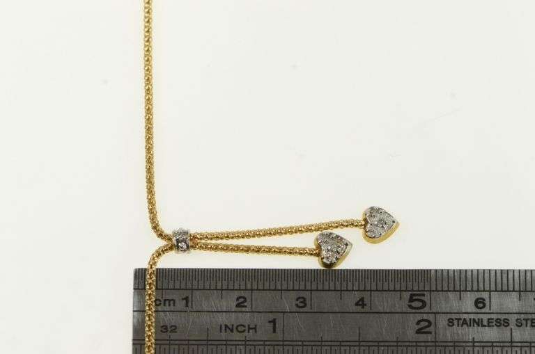 10K Yellow Gold Diamond Popcorn Link Tassel Lavalier Necklace