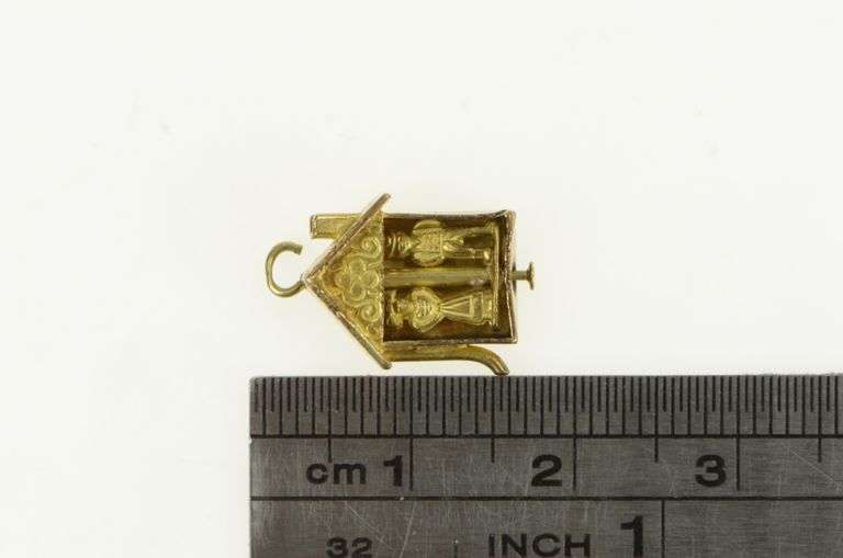 10K Yellow Gold German Married Couple Peekaboo House Charm/Pendant