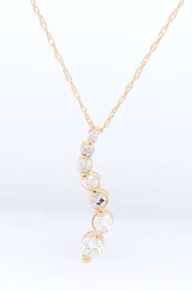 Sparkling Yellow Gold Graduated Diamond S Pendant on Chain