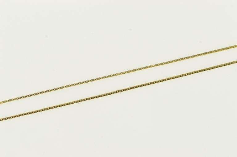 14K Yellow Gold 0.6mm Classic Square Chain Box Link Necklace