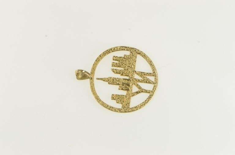 14K Yellow Gold New York City Skyline Big Apple Travel Charm/Pendant