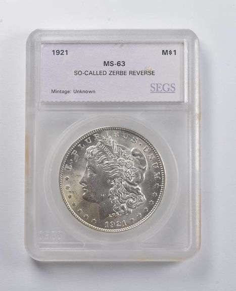 MS63 1921 Morgan Silver Dollar So Called Zerbe Reverse SEGS