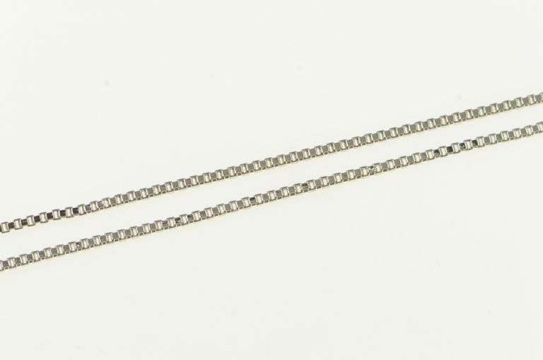 10K White Gold 1.25mm Square Chain Classic Simple Box Link Necklace