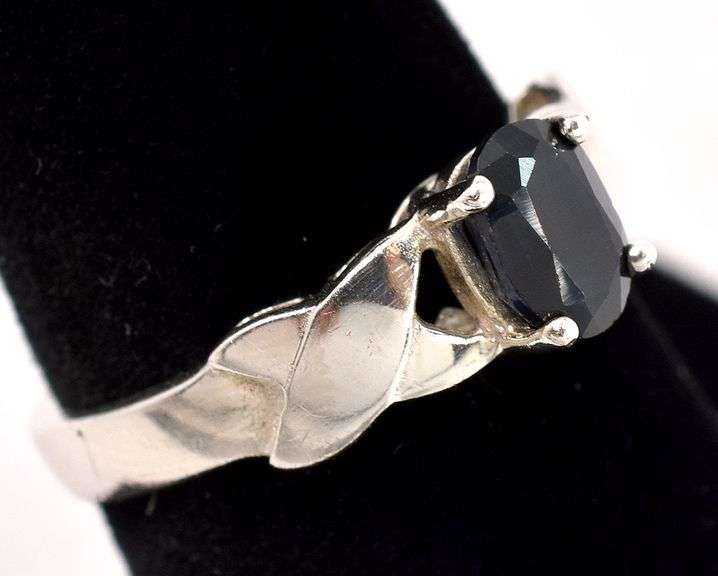 Sterling Silver Black Gemstone Ring