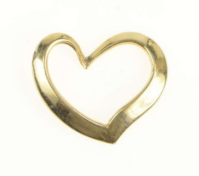 14K Yellow Gold Curvy Heart Vintage Classic Love Symbol Pendant