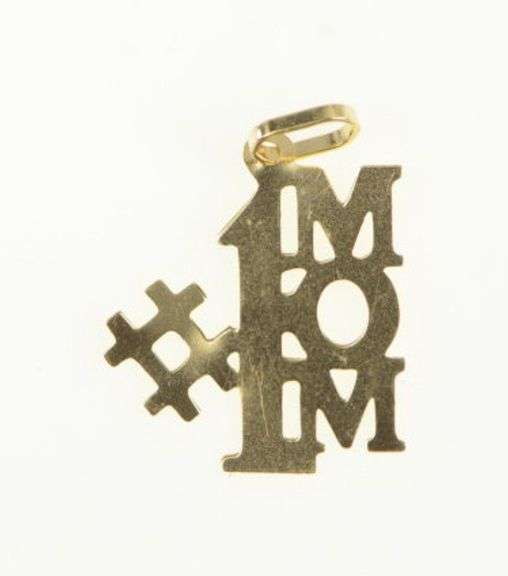 14K Yellow Gold #1 Number One Mom Mother's Day Vintage Charm/Pendant