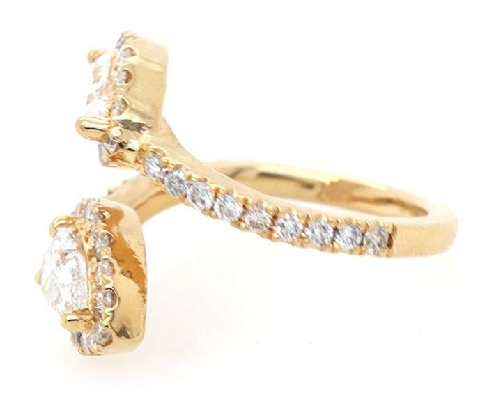 New 1.75ctw Pear Marquise and Round Diamond Bypass Ring in 18K