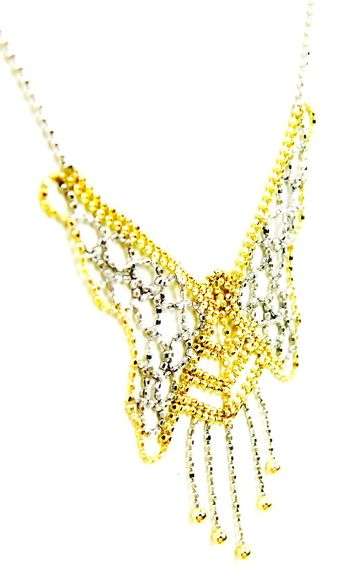 10K Gold & Sterling Mesh Beadwork Butterfly Necklace