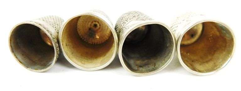 4 Antique Sterling Silver Thimbles