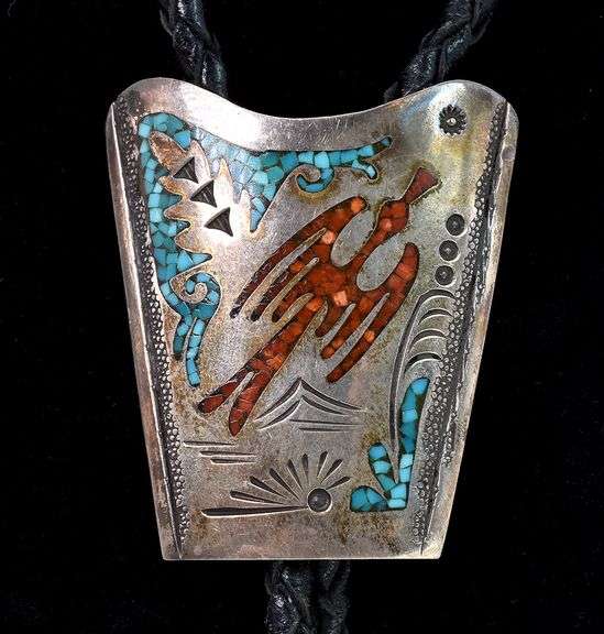 Turquoise and Coral Bolo Tie