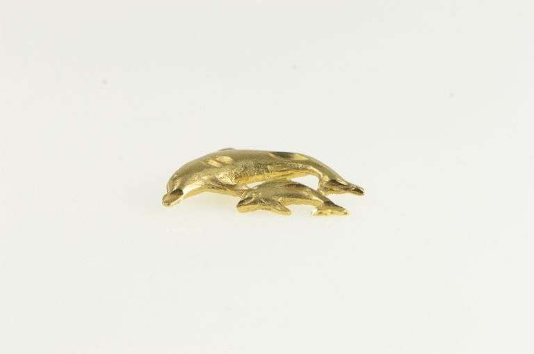 14K Yellow Gold Jumping Dolphin Ocean Animal Marine Life Charm/Pendant