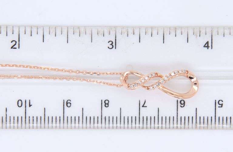 Elegant Rose Gold Diamond Double Infinity Pendant on Chain Necklace