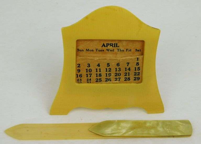 Vintage Celluloid Perpetual Calendar & Letter Opener