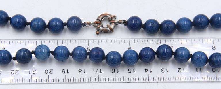 Lapis Beads Necklace with Toggle Clasp