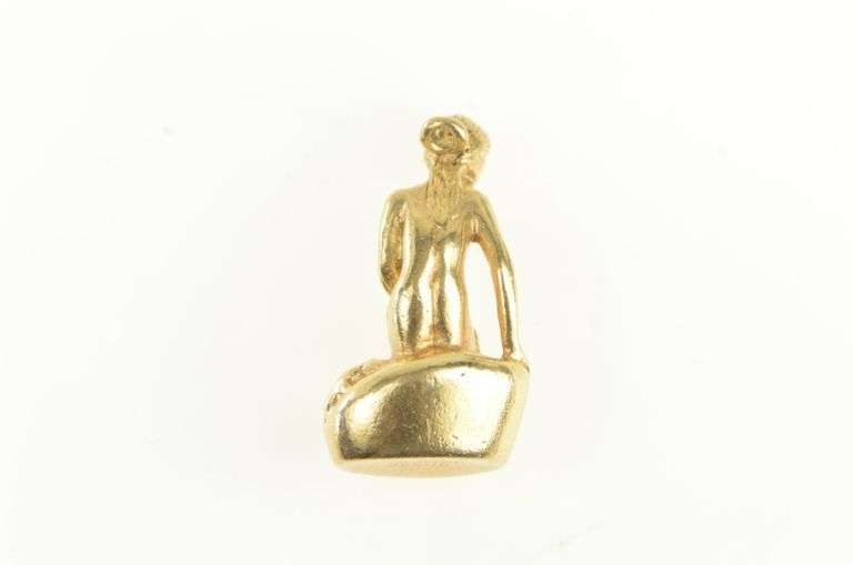 14K Yellow Gold Little Mermaid Copenhagen Denmark Statue Charm/Pendant