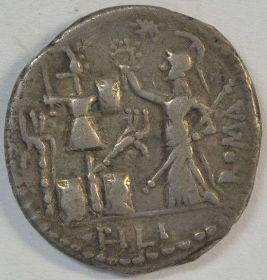 Impressive Roman Republic M Furius L f Philus Silver Denarius 'Janus Head' 119 BC