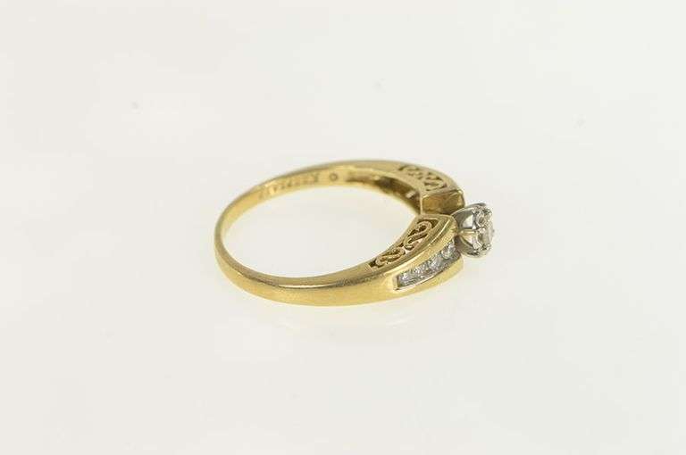 14K Yellow Gold Vintage Diamond Classic Simple Promise Ring