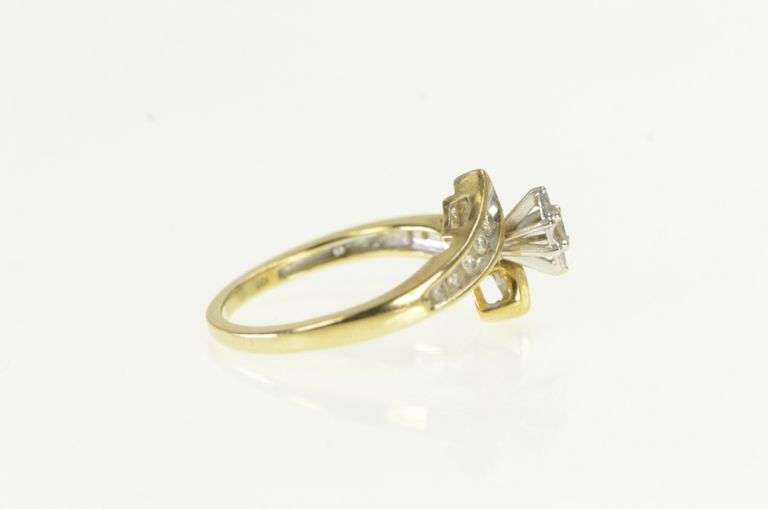 10K Yellow Gold Marquise Diamond Classic Bypass Engagement Ring