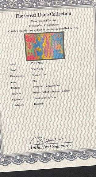 Rare Peter Max Hand Signed Original Offset Lithograph
