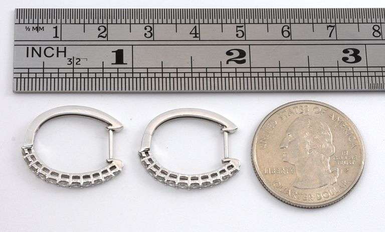 Sparkling 14K WG Hoops with Diamonds