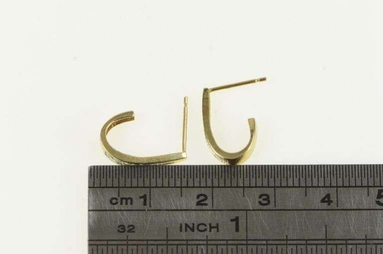 10K Yellow Gold Curved Vintage Diamond Semi Hoop Earring Jackets