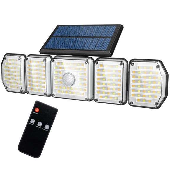Rotatable 5 Head 214 LED Solar Sensor Wall Light