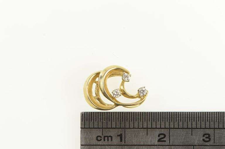 14K Yellow Gold Diamond Freeform Swirl Cluster Statement Pendant