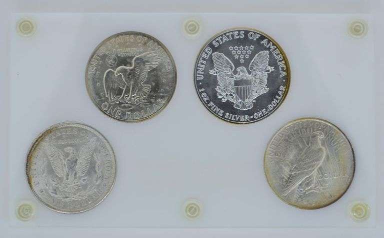 American Silver Dollars In Capital Plastics Holder
