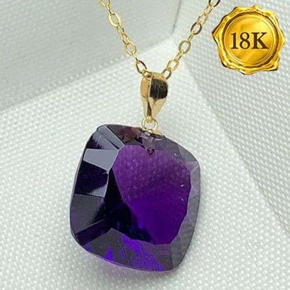8.00 CT AMETHSYT 18KT GOLD PENDANT