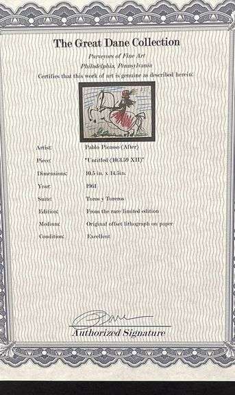 Very Collectible Pablo Picasso Lithograph from Toros y Toreros Circa 1961