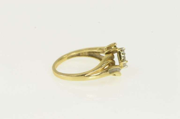 14K Yellow Gold Invis. Princess Diamond Cluster Engagement Ring