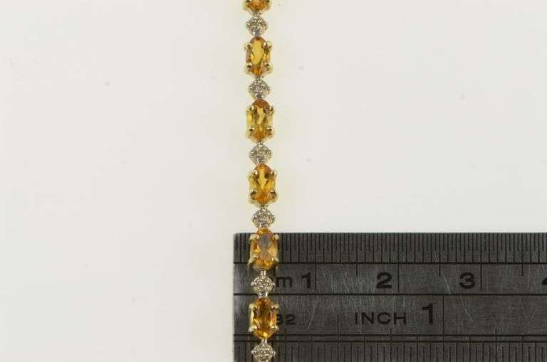 14K Yellow Gold Oval Citrine Diamond Statement Tennis Necklace