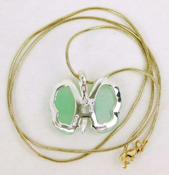 Sterling Jade Butterfly Necklace