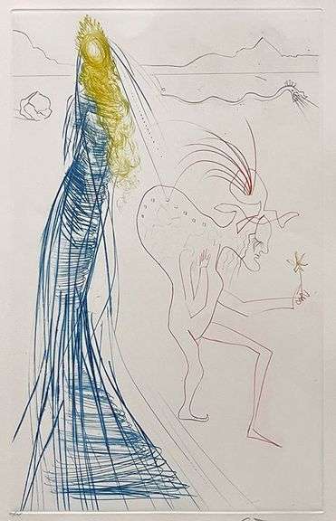 Rare Salvador Dali Hand Signed Original Dry Point Etching Circa 1969