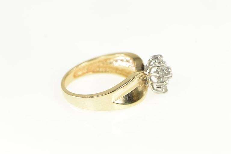 10K Yellow Gold Vintage Diamond Cluster Concave Ring