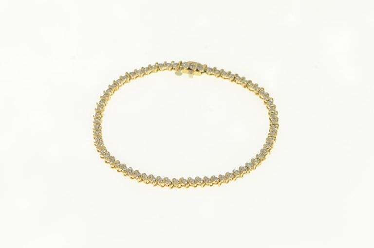 14K Yellow Gold 1.20 Ctw Diamond Classic Tennis Bracelet