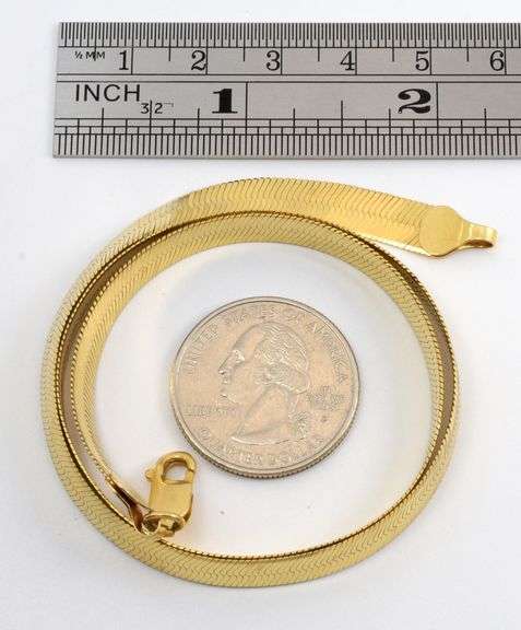Smooth, Shiny 14k YG Herringbone Necklace