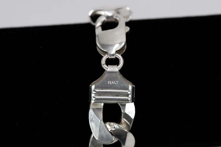14mm Sterling Silver Italian Curb ID Bracelet in 8 Inches