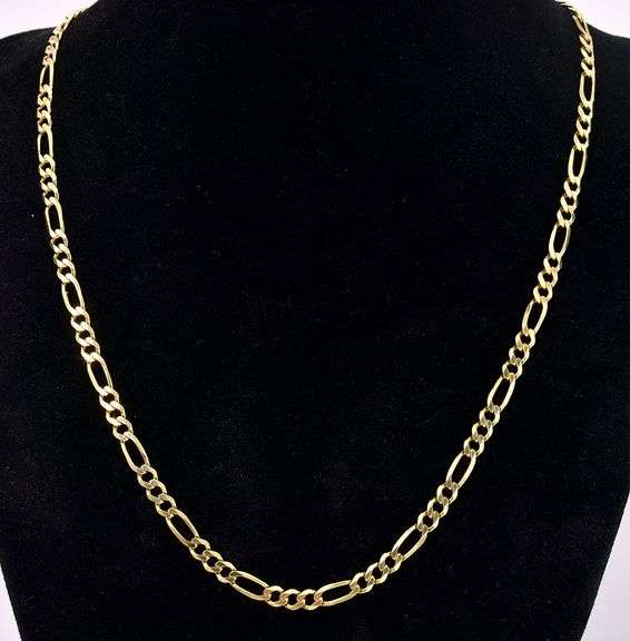 Lavish Figaro Chain Necklace In 14K Yellow Gold