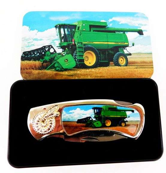 John Deere Single Blade Pocketknife in Metal Case