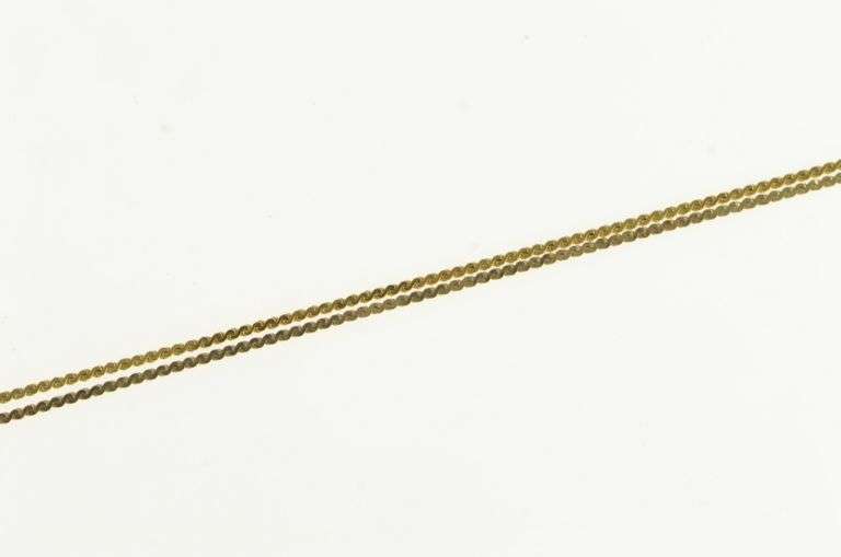 14K Yellow Gold 0.8mm Serpentine Chain Flat Wavy Link Necklace