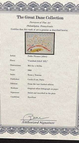 Very Collectible Pablo Picasso Lithograph from Toros y Toreros Circa 1961