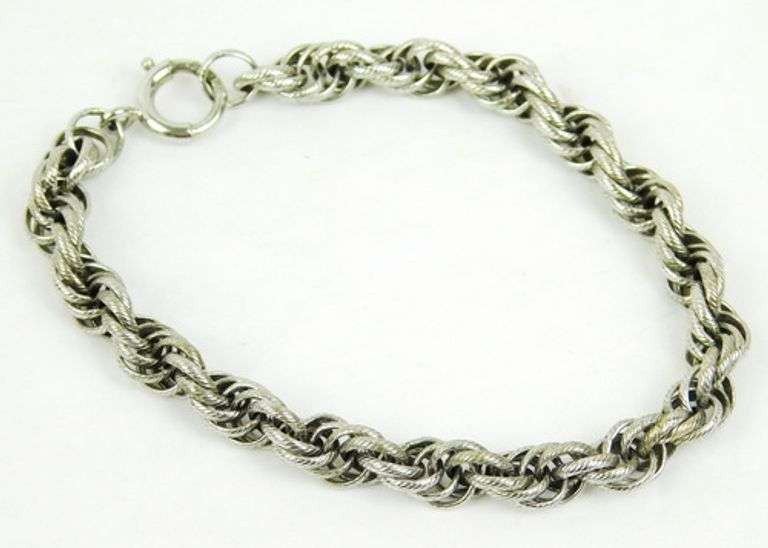 Vintage Thick Sterling Silver Rope Bracelet