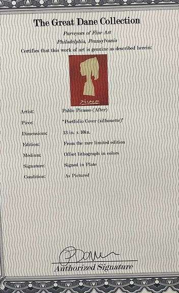 Rare Pablo Picasso Offset Lithograph from Silhoutte
